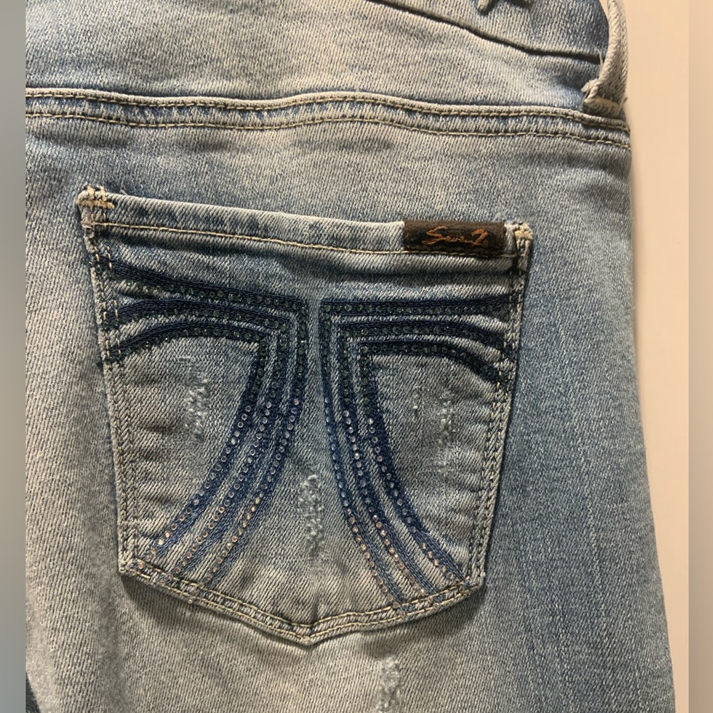 Vintage Seven Jeans with Gemstone Pocket Flare Jeans